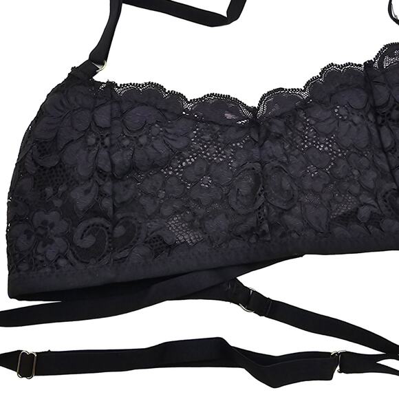 Free people We Are HAH Womans size S Don't Cross Me Halter Bralette Black NEW - Picture 2 of 8